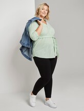 Gestreifte Bluse mit Gürtel - Frauen - light green white stripe Gestreifte Bluse mit Gürtel - Frauen - light green white stripe - 3 - My True Me