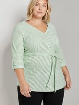 Gestreifte Bluse mit Gürtel - Frauen - light green white stripe Gestreifte Bluse mit Gürtel - Frauen - light green white stripe - 5 - My True Me