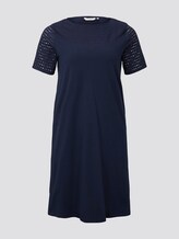 T-Shirt Kleid mit Lochstickerei - Frauen - Real Navy Blue T-Shirt Kleid mit Lochstickerei - Frauen - Real Navy Blue - 7 - My True Me