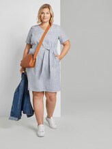 Curvy - Gestreiftes Kleid mit Bindegürtel - Frauen - navy white stripe Curvy - Gestreiftes Kleid mit Bindegürtel - Frauen - navy white stripe - 3 - My True Me
