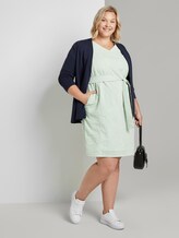 Gestreiftes Kleid mit Bindegürtel - Frauen - light green white stripe Gestreiftes Kleid mit Bindegürtel - Frauen - light green white stripe - 3 - My True Me