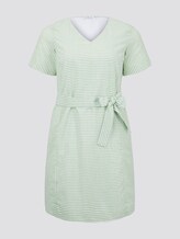 Gestreiftes Kleid mit Bindegürtel - Frauen - light green white stripe Gestreiftes Kleid mit Bindegürtel - Frauen - light green white stripe - 7 - My True Me
