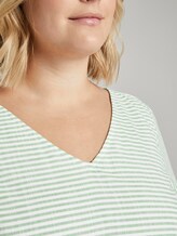 Gestreiftes Kleid mit Bindegürtel - Frauen - light green white stripe Gestreiftes Kleid mit Bindegürtel - Frauen - light green white stripe - 9 - My True Me