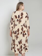 Gemustertes Midikleid - Frauen - beige navy orange flower print Gemustertes Midikleid - Frauen - beige navy orange flower print - 2 - My True Me