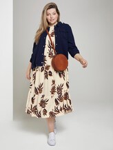 Gemustertes Midikleid - Frauen - beige navy orange flower print Gemustertes Midikleid - Frauen - beige navy orange flower print - 3 - My True Me