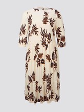 Gemustertes Midikleid - Frauen - beige navy orange flower print Gemustertes Midikleid - Frauen - beige navy orange flower print - 7 - My True Me