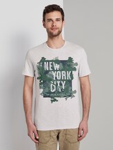 Meliertes T-Shirt mit Print - Männer - grey mocktwist Meliertes T-Shirt mit Print - Männer - grey mocktwist - 1 - TOM TAILOR