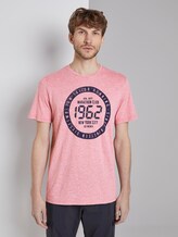 Meliertes T-Shirt mit Print - Männer - wine rose mocktwist Meliertes T-Shirt mit Print - Männer - wine rose mocktwist - 1 - TOM TAILOR