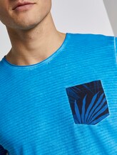 Gestreiftes T-Shirt mit abgesetzter Brusttasche - Männer - Electric Teal Blue Gestreiftes T-Shirt mit abgesetzter Brusttasche - Männer - Electric Teal Blue - 10 - TOM TAILOR