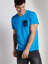 Gestreiftes T-Shirt mit abgesetzter Brusttasche - Männer - Electric Teal Blue Gestreiftes T-Shirt mit abgesetzter Brusttasche - Männer - Electric Teal Blue - 5 - TOM TAILOR