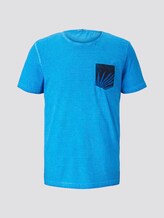 Gestreiftes T-Shirt mit abgesetzter Brusttasche - Männer - Electric Teal Blue Gestreiftes T-Shirt mit abgesetzter Brusttasche - Männer - Electric Teal Blue - 7 - TOM TAILOR