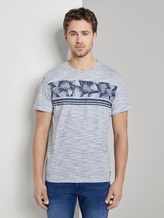 Meliertes T-Shirt mit tropischem Print - Männer - Estate Blue Meliertes T-Shirt mit tropischem Print - Männer - Estate Blue - 1 - TOM TAILOR