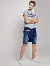 Meliertes T-Shirt mit tropischem Print - Männer - Estate Blue Meliertes T-Shirt mit tropischem Print - Männer - Estate Blue - 3 - TOM TAILOR