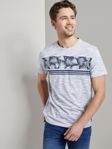Meliertes T-Shirt mit tropischem Print - Männer - Estate Blue Meliertes T-Shirt mit tropischem Print - Männer - Estate Blue - 5 - TOM TAILOR