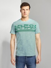 Meliertes T-Shirt mit tropischem Print - Männer - ever green Meliertes T-Shirt mit tropischem Print - Männer - ever green - 1 - TOM TAILOR