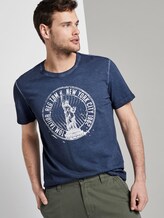 Gestreept T-shirt met NYC Print - Mannen - Black Iris Blue Gestreept T-shirt met NYC Print - Mannen - Black Iris Blue - 5 - TOM TAILOR