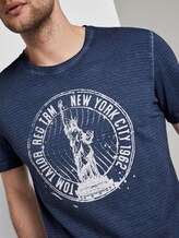 Gestreept T-shirt met NYC Print - Mannen - Black Iris Blue Gestreept T-shirt met NYC Print - Mannen - Black Iris Blue - 9 - TOM TAILOR