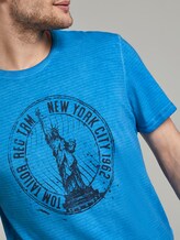 Gestreiftes T-Shirt mit NYC-Print - Männer - Electric Teal Blue Gestreiftes T-Shirt mit NYC-Print - Männer - Electric Teal Blue - 10 - TOM TAILOR