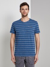 Bunt gestreiftes T-Shirt mit Brusttasche - Männer - blue teal multi fine stripe Bunt gestreiftes T-Shirt mit Brusttasche - Männer - blue teal multi fine stripe - 1 - TOM TAILOR