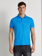 Gestreiftes Poloshirt mit kleiner Stickerei - Männer - Electric Teal Blue Gestreiftes Poloshirt mit kleiner Stickerei - Männer - Electric Teal Blue - 1 - TOM TAILOR