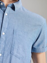 Textured short-sleeved shirt - Men - blue white rhomb structure Textured short-sleeved shirt - Men - blue white rhomb structure - 10 - TOM TAILOR Denim