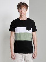 Gestreiftes T-Shirt im Material-Mix - Männer - Black Gestreiftes T-Shirt im Material-Mix - Männer - Black - 1 - TOM TAILOR Denim