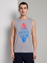 Top mit Schrift-Print - Männer - Light Stone Grey Melange Top mit Schrift-Print - Männer - Light Stone Grey Melange - 1 - TOM TAILOR