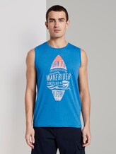 Top mit Schrift-Print - Männer - aster blue white melange Top mit Schrift-Print - Männer - aster blue white melange - 1 - TOM TAILOR