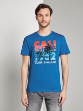 T-shirt with a letter print - Men - brilliant middle blue T-shirt with a letter print - Men - brilliant middle blue - 1 - TOM TAILOR