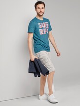 T-Shirt mit Schrift-Print - Männer - teal fine stripe T-Shirt mit Schrift-Print - Männer - teal fine stripe - 3 - TOM TAILOR