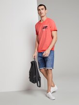 Meliertes T-Shirt - Männer - neon peach Meliertes T-Shirt - Männer - neon peach - 3 - TOM TAILOR