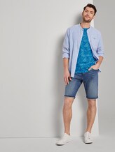 Patterned T-shirt - Men - midblue leaf design Patterned T-shirt - Men - midblue leaf design - 3 - TOM TAILOR