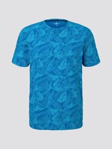 Patterned T-shirt - Men - midblue leaf design Patterned T-shirt - Men - midblue leaf design - 7 - TOM TAILOR