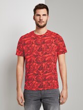 Gemustertes T-Shirt - Männer - pink grey leaf design Gemustertes T-Shirt - Männer - pink grey leaf design - 1 - TOM TAILOR