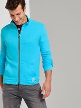 Textured sweat-jacket - Men - teal mock twist Textured sweat-jacket - Men - teal mock twist - 5 - TOM TAILOR