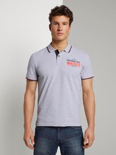 Poloshirt mit Schrift-Print - Männer - Light Stone Grey Melange Poloshirt mit Schrift-Print - Männer - Light Stone Grey Melange - 1 - TOM TAILOR