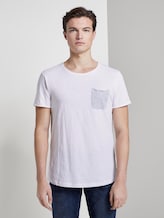 T-shirt with a striped pocket - Men - White T-shirt with a striped pocket - Men - White - 1 - TOM TAILOR Denim