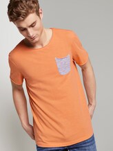 T-Shirt mit gestreifter Tasche - Männer - summer peach orange T-Shirt mit gestreifter Tasche - Männer - summer peach orange - 5 - TOM TAILOR Denim