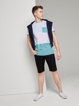 T-shirt in a colour block art design - Men - soft sky blue yarn dye stripe T-shirt in a colour block art design - Men - soft sky blue yarn dye stripe - 3 - TOM TAILOR Denim
