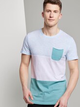 T-shirt in a colour block art design - Men - soft sky blue yarn dye stripe T-shirt in a colour block art design - Men - soft sky blue yarn dye stripe - 5 - TOM TAILOR Denim