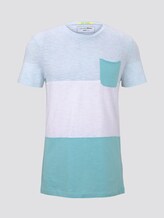 T-shirt in a colour block art design - Men - soft sky blue yarn dye stripe T-shirt in a colour block art design - Men - soft sky blue yarn dye stripe - 7 - TOM TAILOR Denim