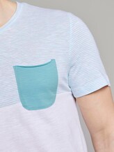 T-shirt in a colour block art design - Men - soft sky blue yarn dye stripe T-shirt in a colour block art design - Men - soft sky blue yarn dye stripe - 9 - TOM TAILOR Denim