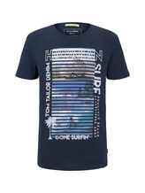 TOM TAILOR DENIM Herren T-Shirt mit Foto-Print, blau, Gr.S