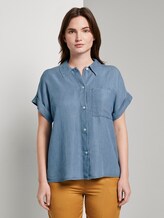 Oversized denim blouse met korte mouwen - Vrouwen - Blue Denim Oversized denim blouse met korte mouwen - Vrouwen - Blue Denim - 1 - Mine to five