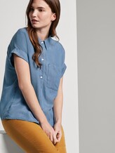 Oversized denim blouse met korte mouwen - Vrouwen - Blue Denim Oversized denim blouse met korte mouwen - Vrouwen - Blue Denim - 5 - Mine to five