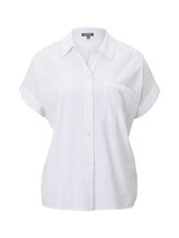 TOM TAILOR MINE TO FIVE Damen Strukturierte Kurzarm-Bluse im Oversized-Fit, weiß, unifarben, Gr.36