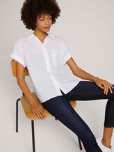 Strukturierte Kurzarm-Bluse im Oversized-Fit - Frauen - White Strukturierte Kurzarm-Bluse im Oversized-Fit - Frauen - White - 5 - Mine to five