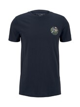 TOM TAILOR DENIM Herren T-Shirt mit Fußball-Prints, blau, Gr.XL