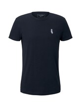 TOM TAILOR DENIM Herren T-Shirt mit kleiner Sportsocken-Stickerei, blau, Gr.L