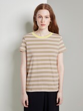 Gestreiftes T-Shirt mit Bio-Baumwolle - Frauen - beige white stripe Gestreiftes T-Shirt mit Bio-Baumwolle - Frauen - beige white stripe - 1 - TOM TAILOR Denim